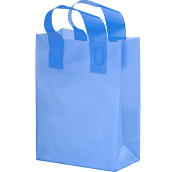 Color Frosted Soft Loop Plastic Shopper Bag w/Insert (8"x4"x11") - Flexo Ink