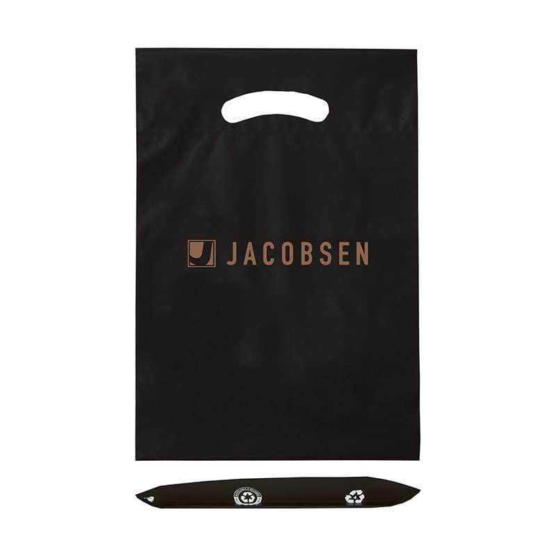 12DC913_PLA_Black_209133 Fold-Over Reinforced Die Cut Bag |9x13x2| - Flexo Ink - Image 1