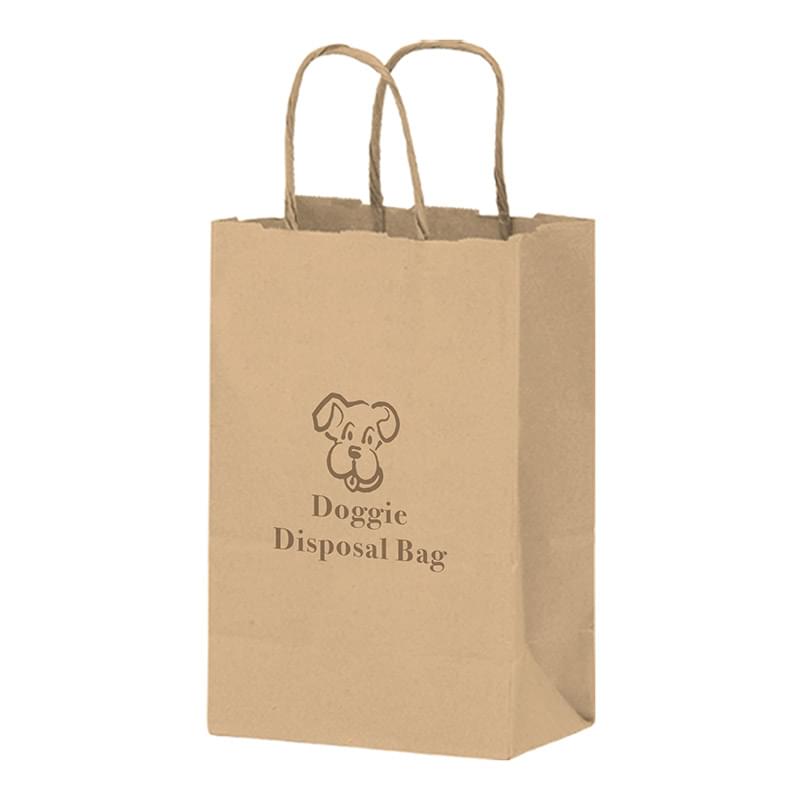 1N538_PAPK_Natural-Kraftt_208833 Natural Kraft Twisted Paper Handle Shopper |5 1/2x3 1/4x8 3/8| - Flexo Ink - Image 1