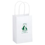White Kraft Twisted Paper Handle Shopper |5 1/2x3 1/4x8 3/8| - Flexo Ink