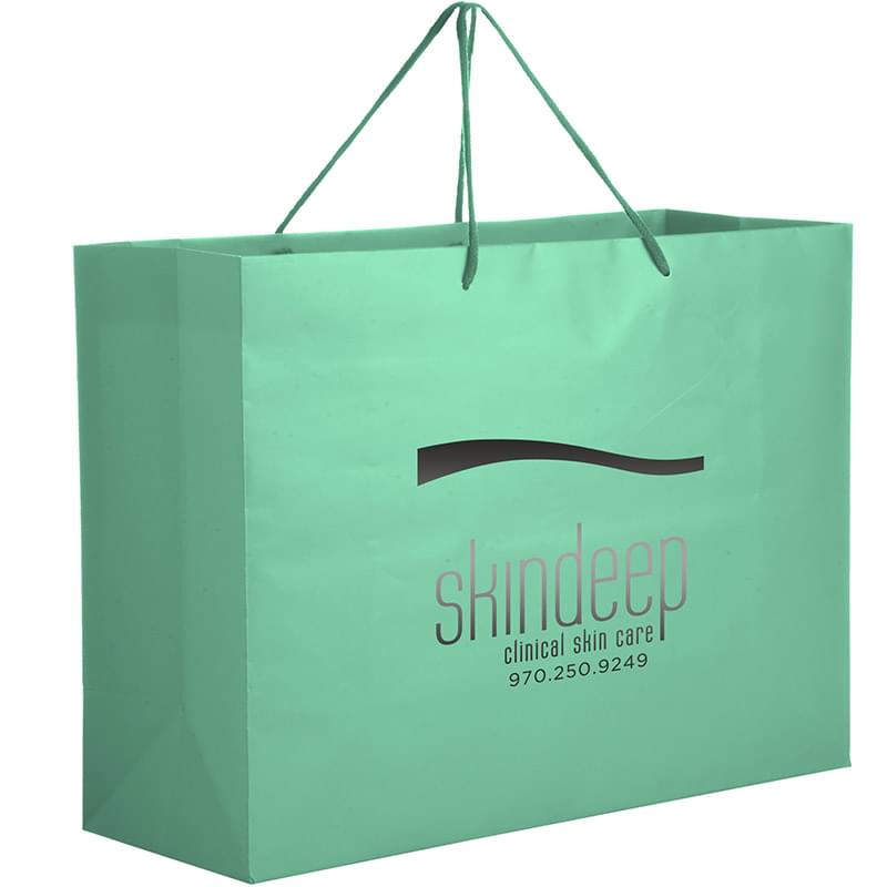 2ML16612-P_Aqua_Imprint Matte Laminated Euro Tote Bag |16x6x12| - Pastel Foil Stamp - Image 1