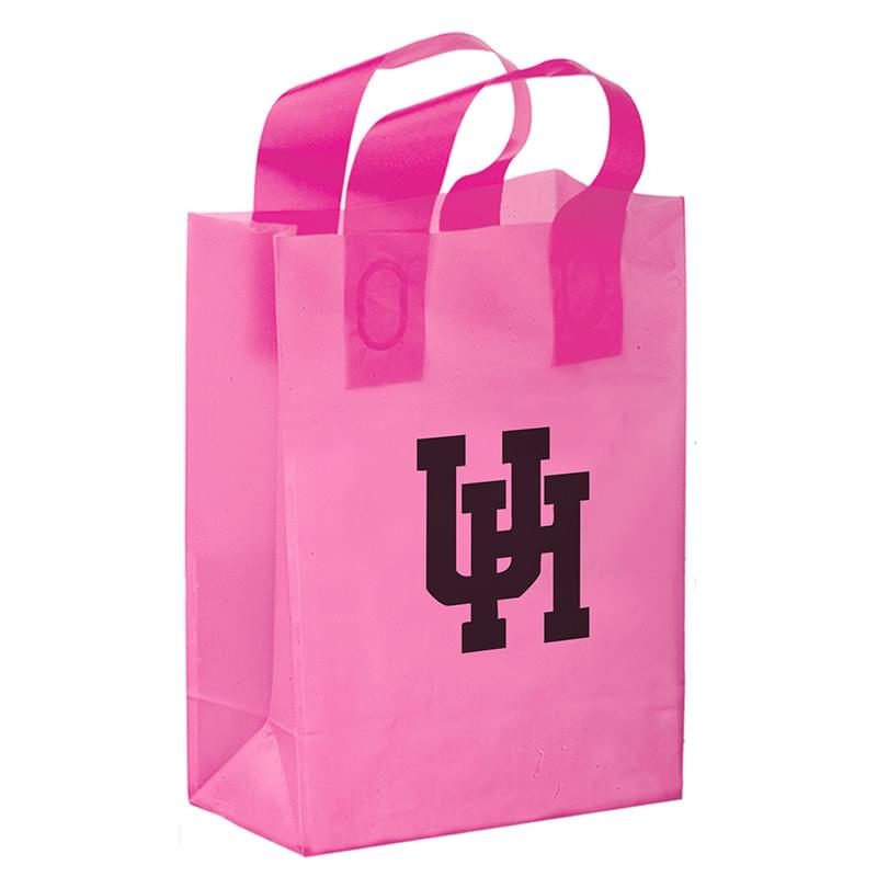 19FSL8411_PLA_Pink_Imprint Color Frosted Soft Loop Shopper Bag |8x4x11| - Image 1